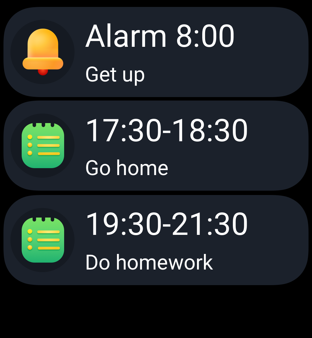 手表界面卡片正面